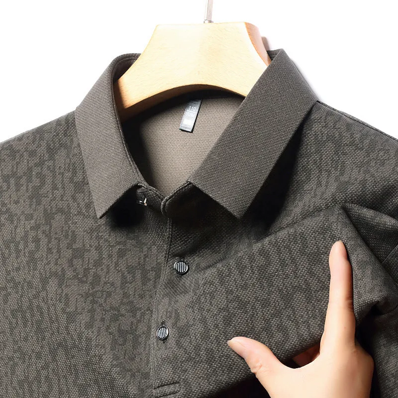 Men's Business Casual Lapel Long Sleeve T-Shirt