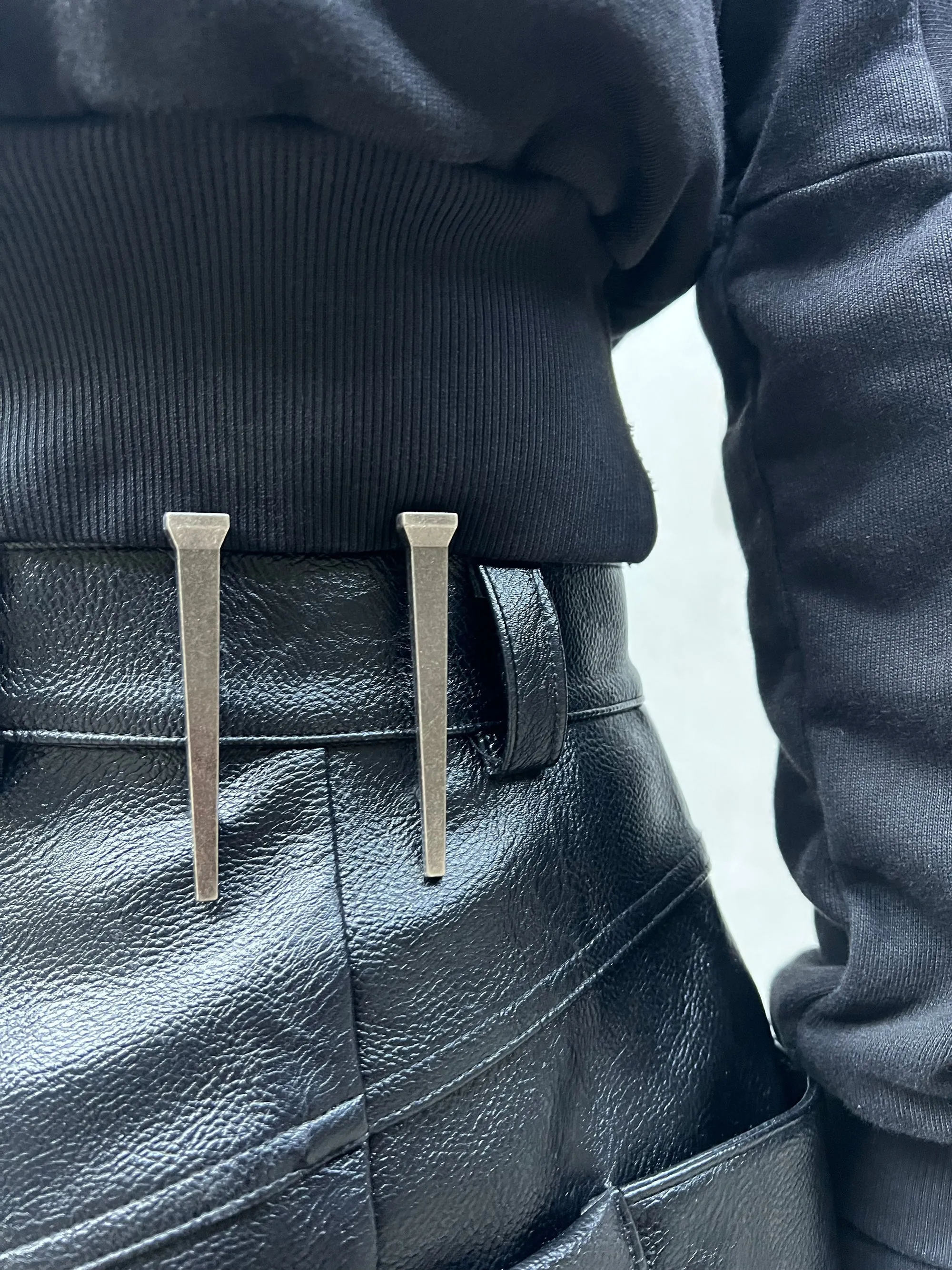 REBEL WAVE Multi-pocket Structured Cargo Leather Pants
