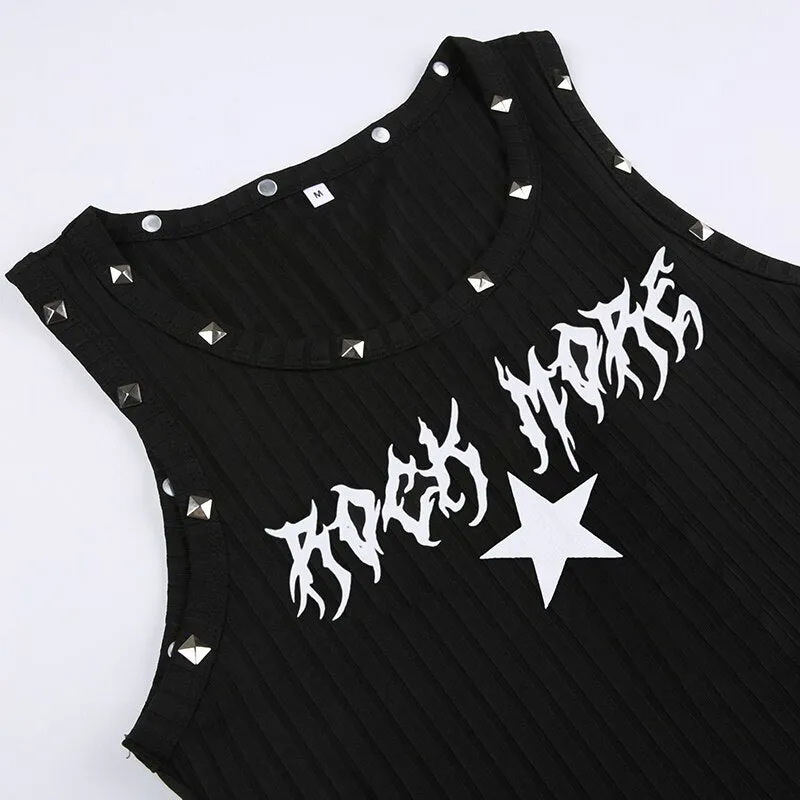 Rivet Print Dark Skinny Mini Gothic Vest