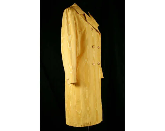 Size 12 Yellow Coat - Exquisite 60s Saffron Moirè Coat - 1960s NOS Deadstock - High Quality Spring 60's Tailored Jacket - Bust 40 - 40563
