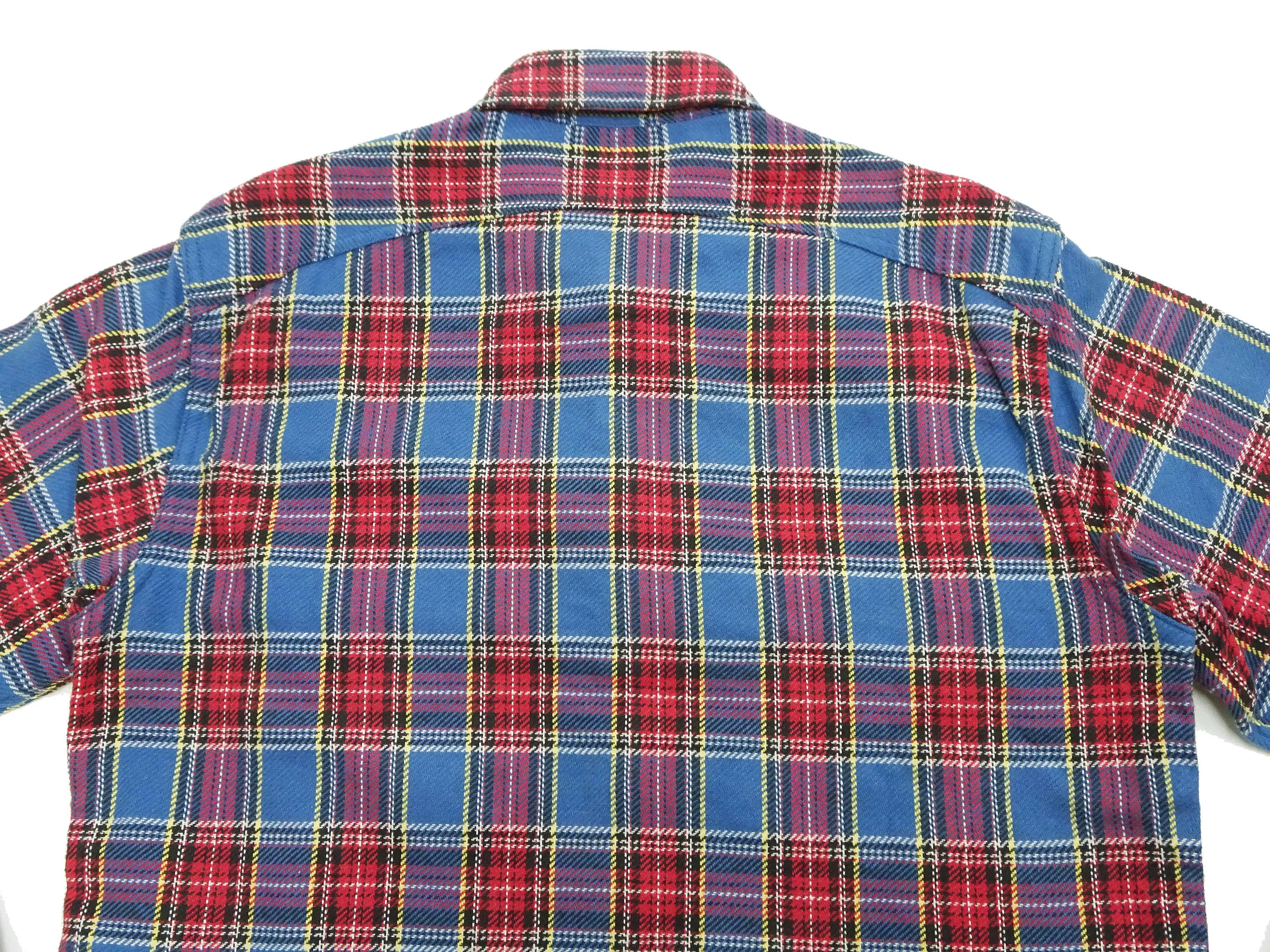 Sugar Cane Plaid Shirt Men's Heavyweight Cotton Twill Long Sleeve Button Up Work Shirt SC29158 125 Blue