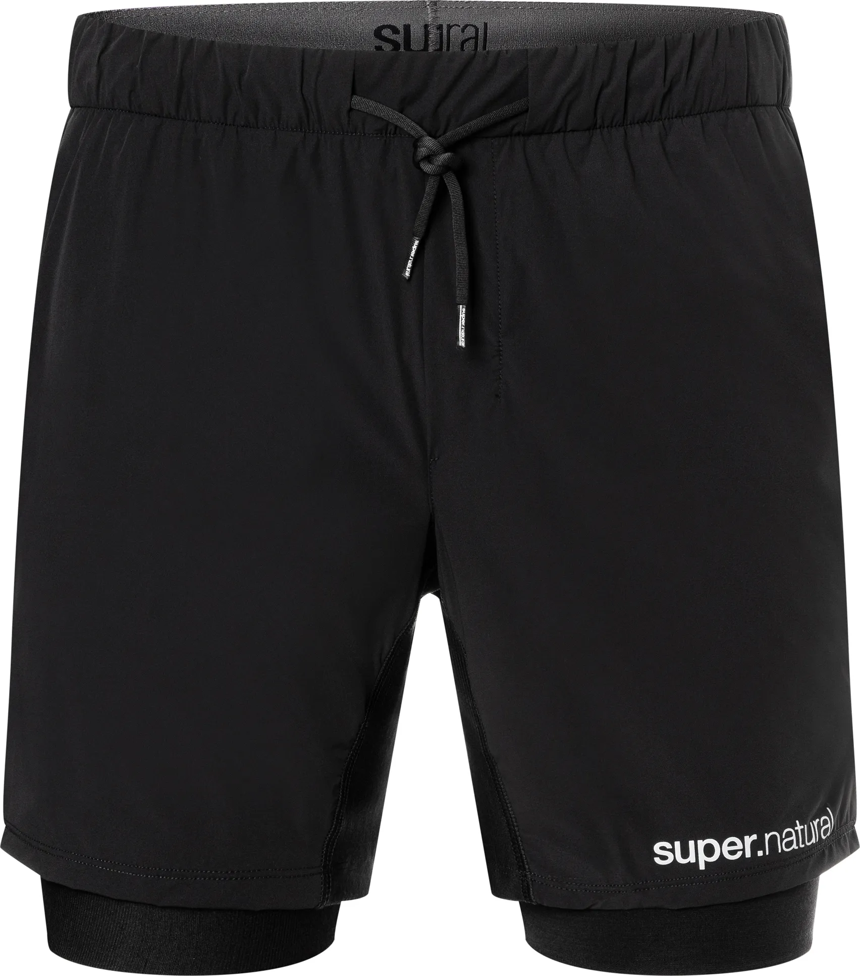 super.natural Men&#x27;s Double Layer Shorts Jet Black | Buy super.natural Men&#x27;s Double Layer Shorts Jet Black here | Outnorth