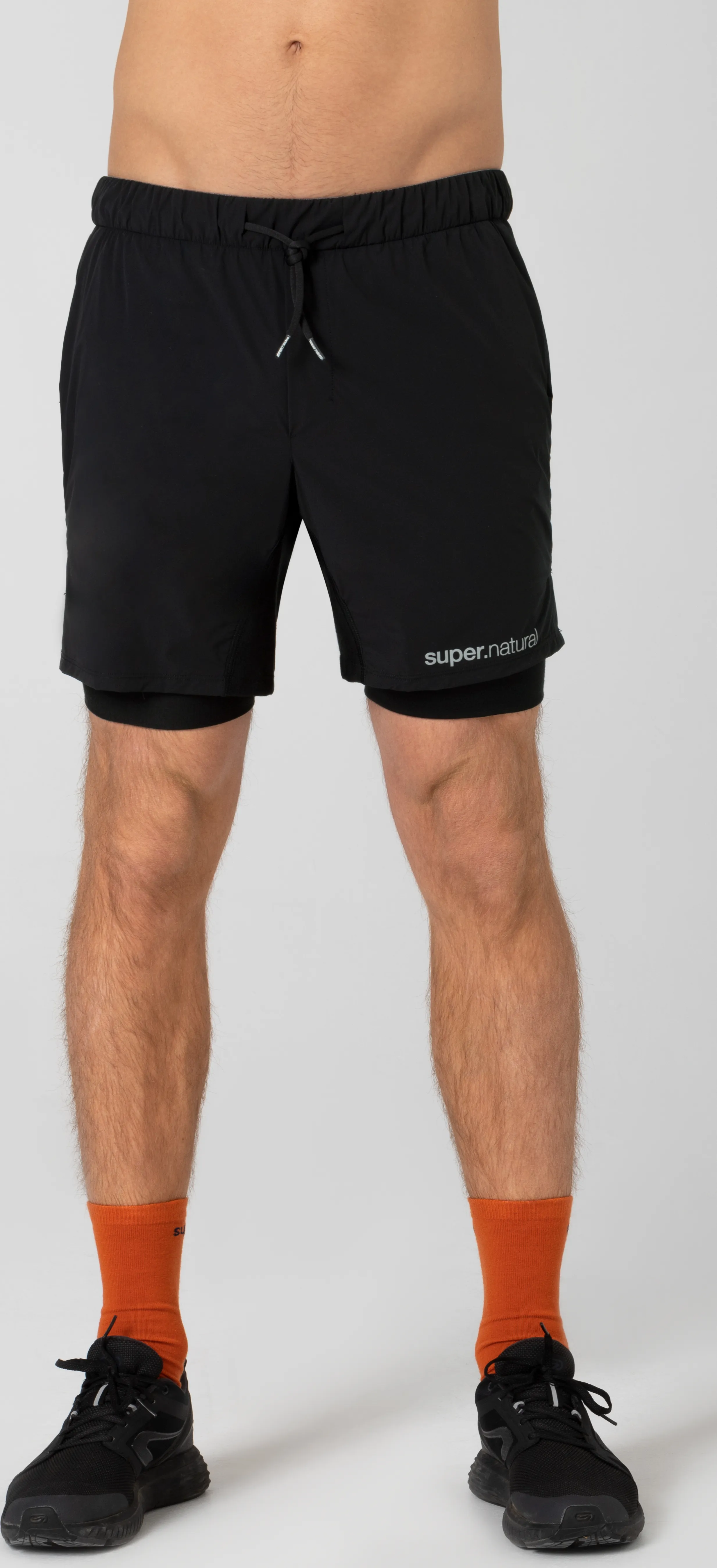 super.natural Men&#x27;s Double Layer Shorts Jet Black | Buy super.natural Men&#x27;s Double Layer Shorts Jet Black here | Outnorth