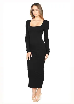 The Perfect Dupe Ribbed Knit Dress in Black
