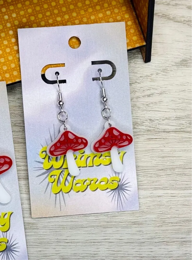 Trippy Shroomies - Layered Acrylic Earrings