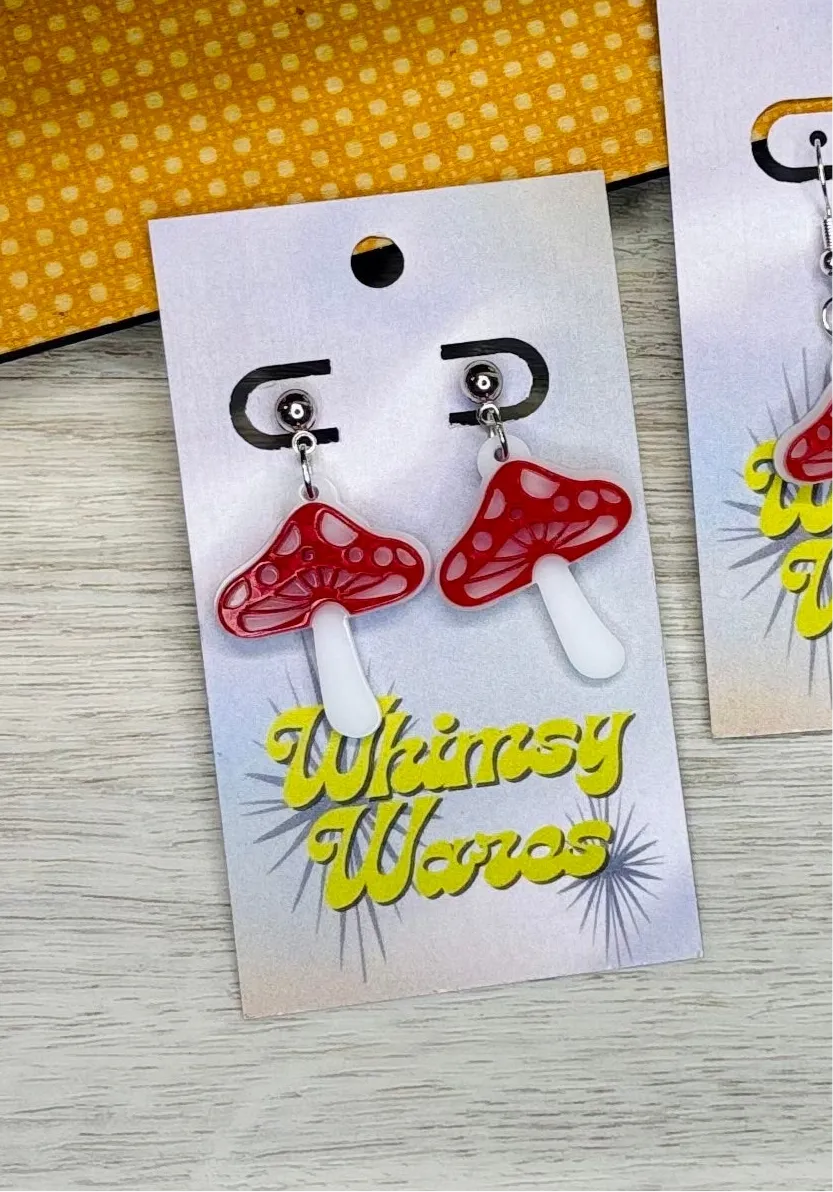 Trippy Shroomies - Layered Acrylic Earrings