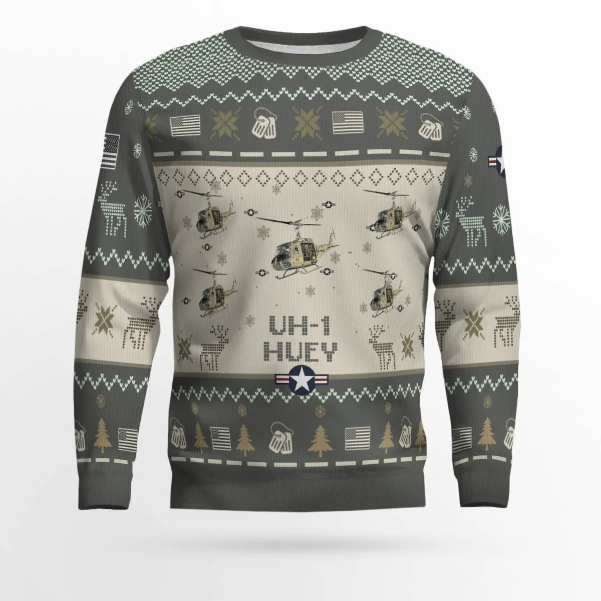 UH-1 Huey UH1_Aircraft Ugly Sweater, Ugly Sweater Christmas Shirt for Men Dad Veteran