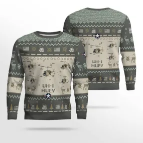UH-1 Huey UH1_Aircraft Ugly Sweater, Ugly Sweater Christmas Shirt for Men Dad Veteran