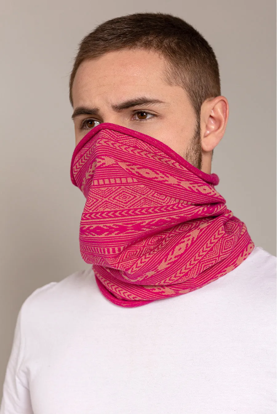 Unfreeze Scarf Cotton Color Fucsia & Beige