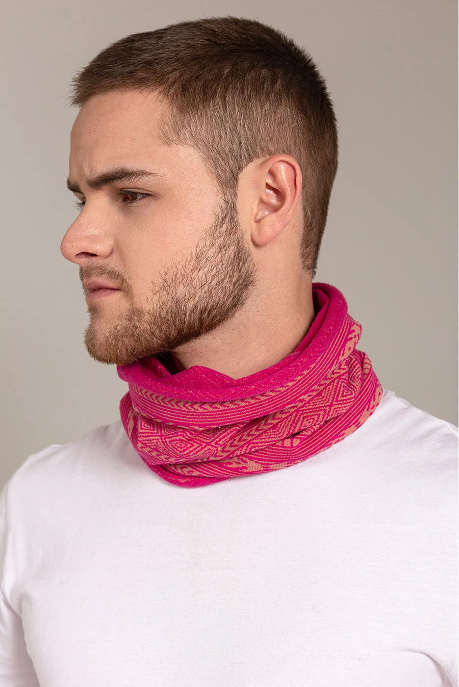 Unfreeze Scarf Cotton Color Fucsia & Beige