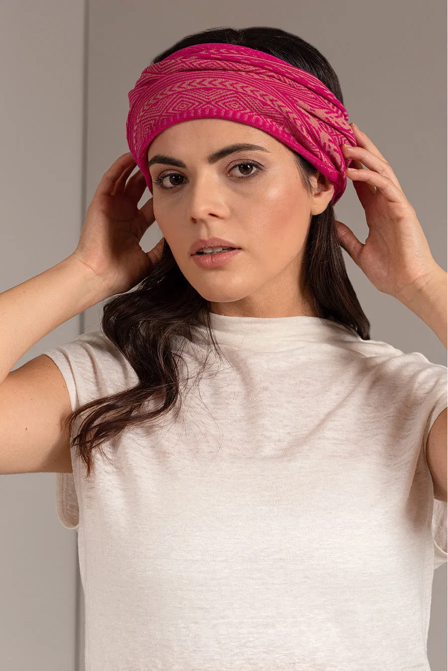 Unfreeze Scarf Cotton Color Fucsia & Beige
