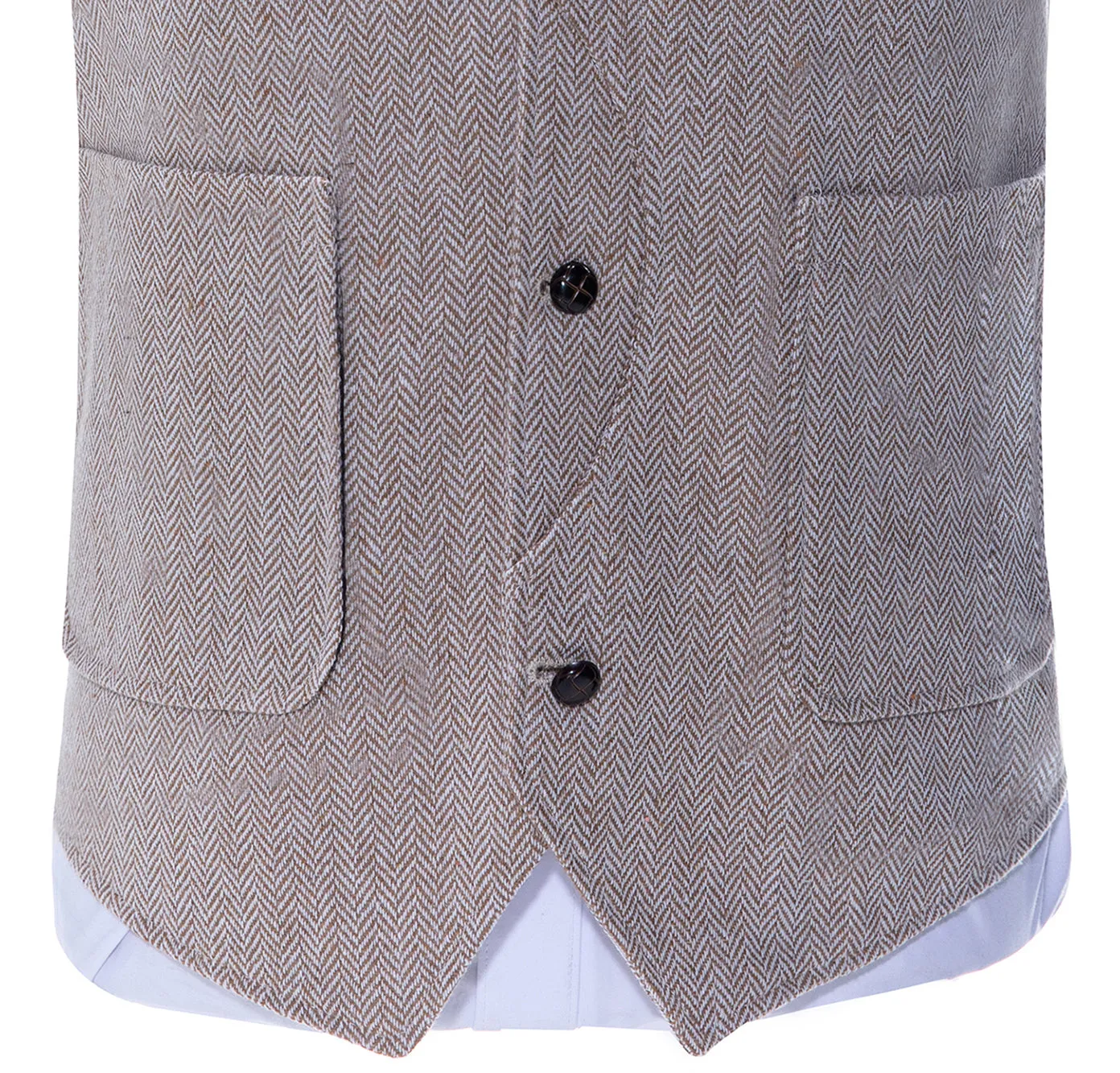 Vintage Classical Mens Regular Fit Tweed Herringbone V Neck Suit Vest