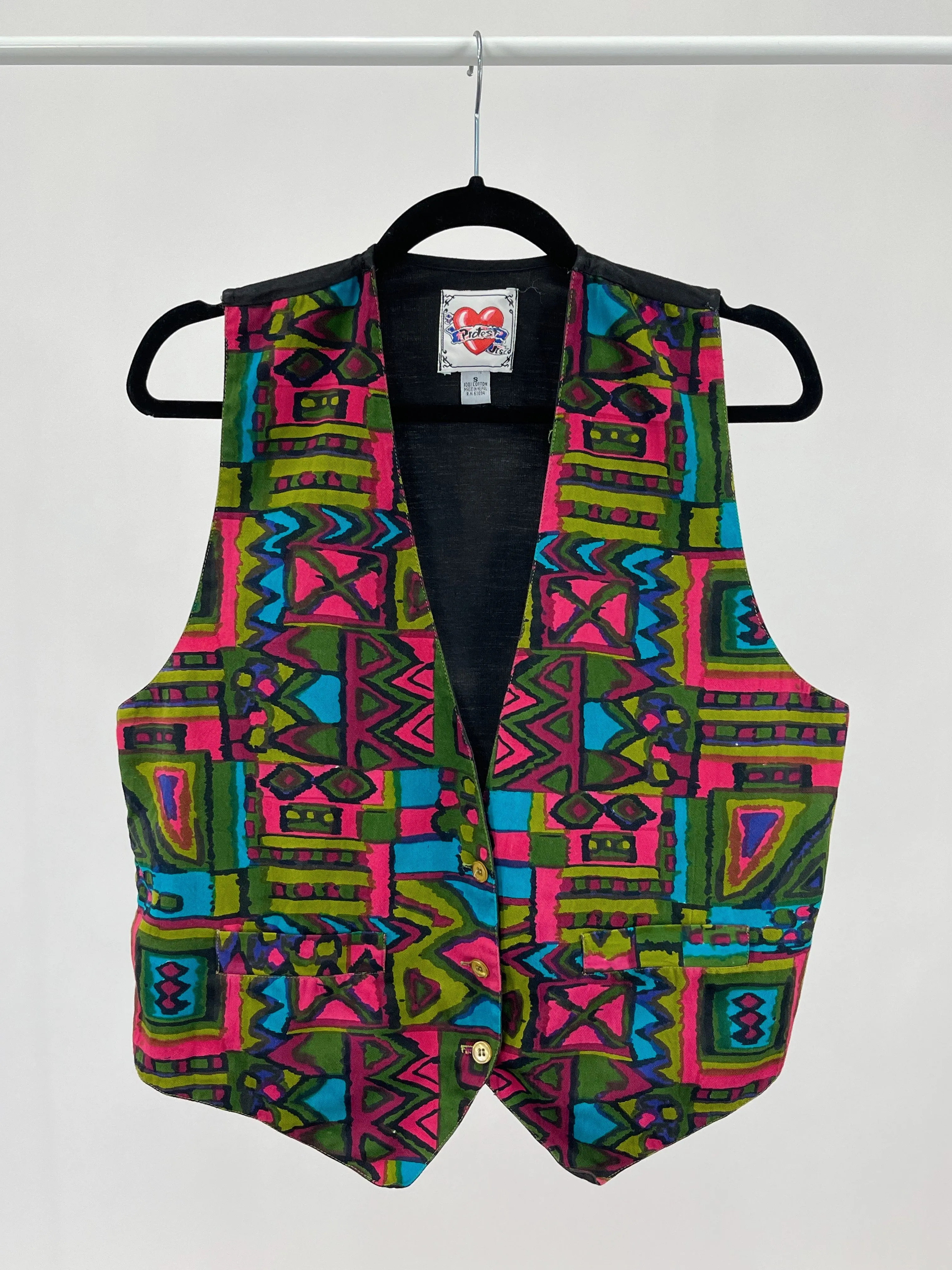 Vintage Funky Printed Waistcoat Vest (S)