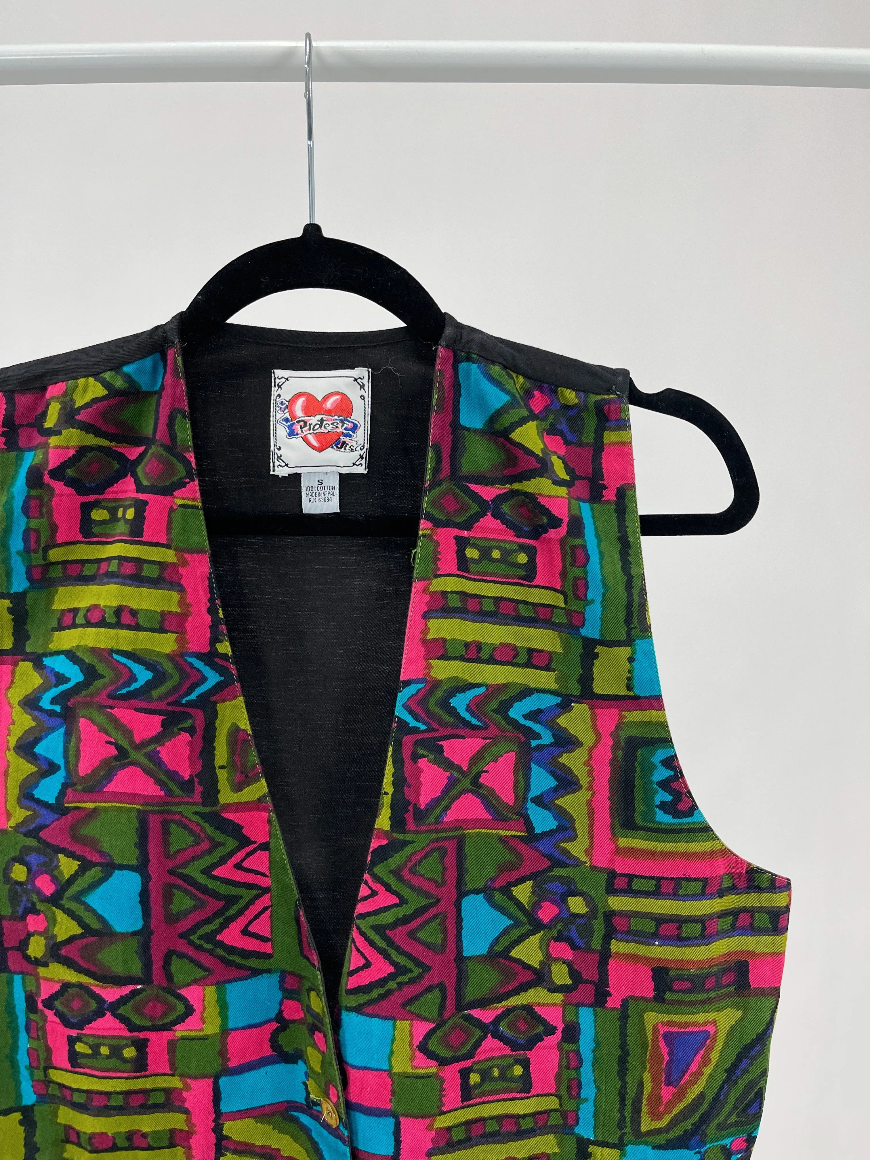 Vintage Funky Printed Waistcoat Vest (S)
