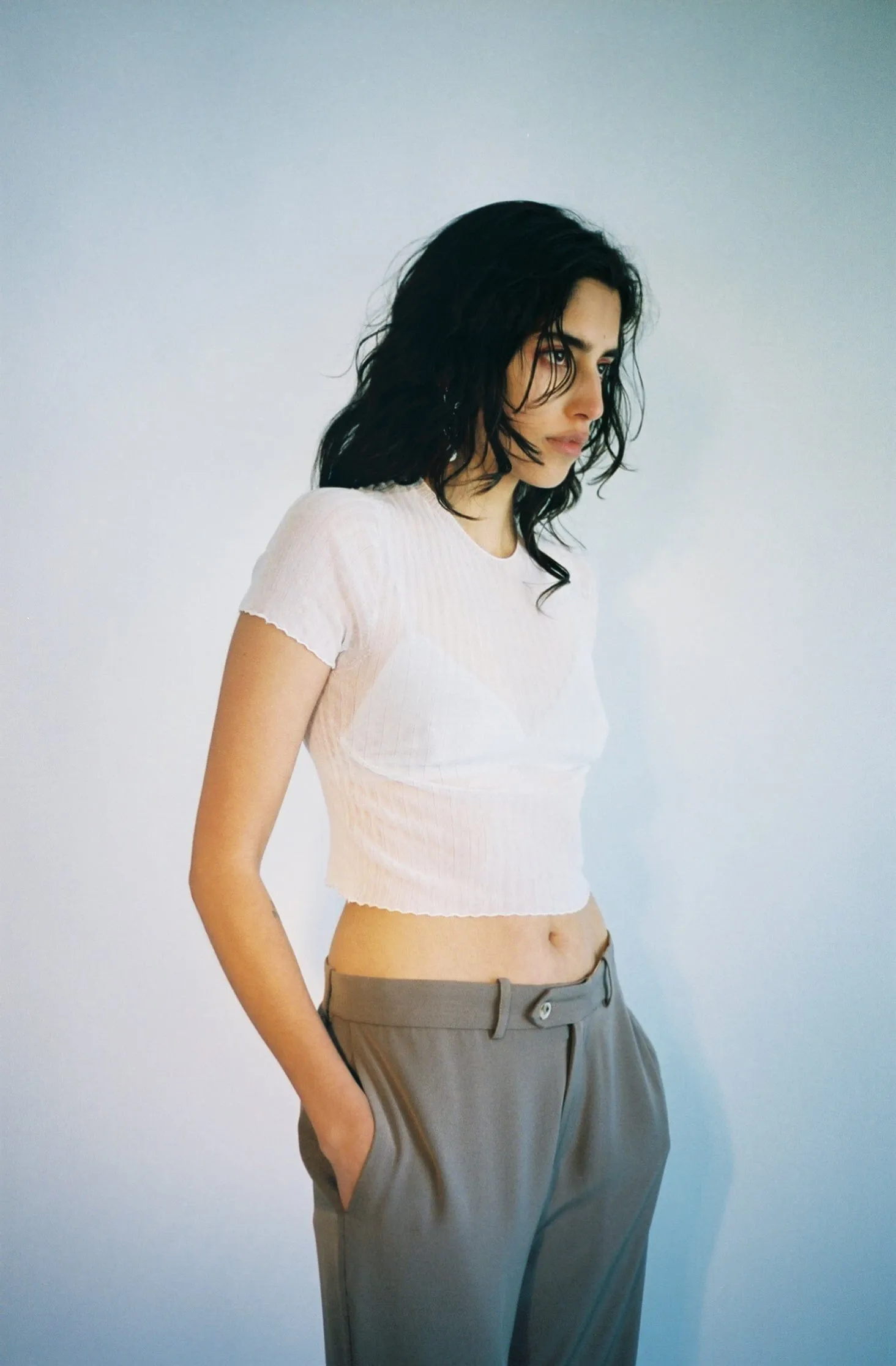 White Tulle Baby Tee