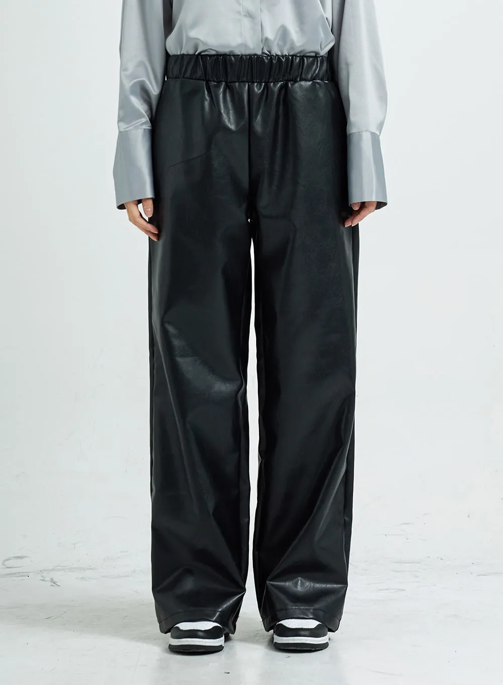 Wide Faux Leather Pants CS07