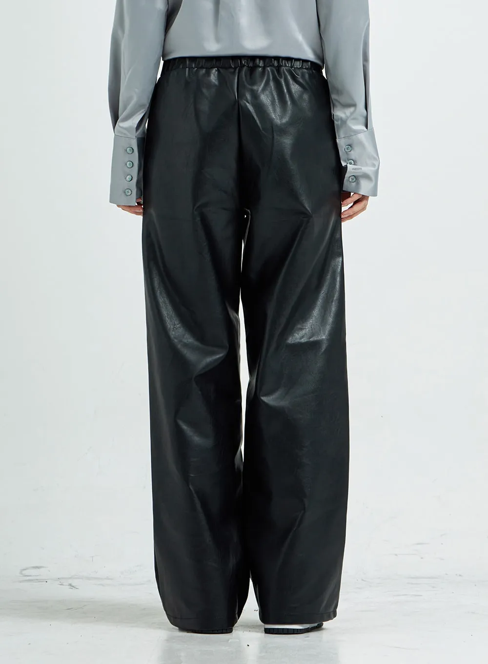 Wide Faux Leather Pants CS07