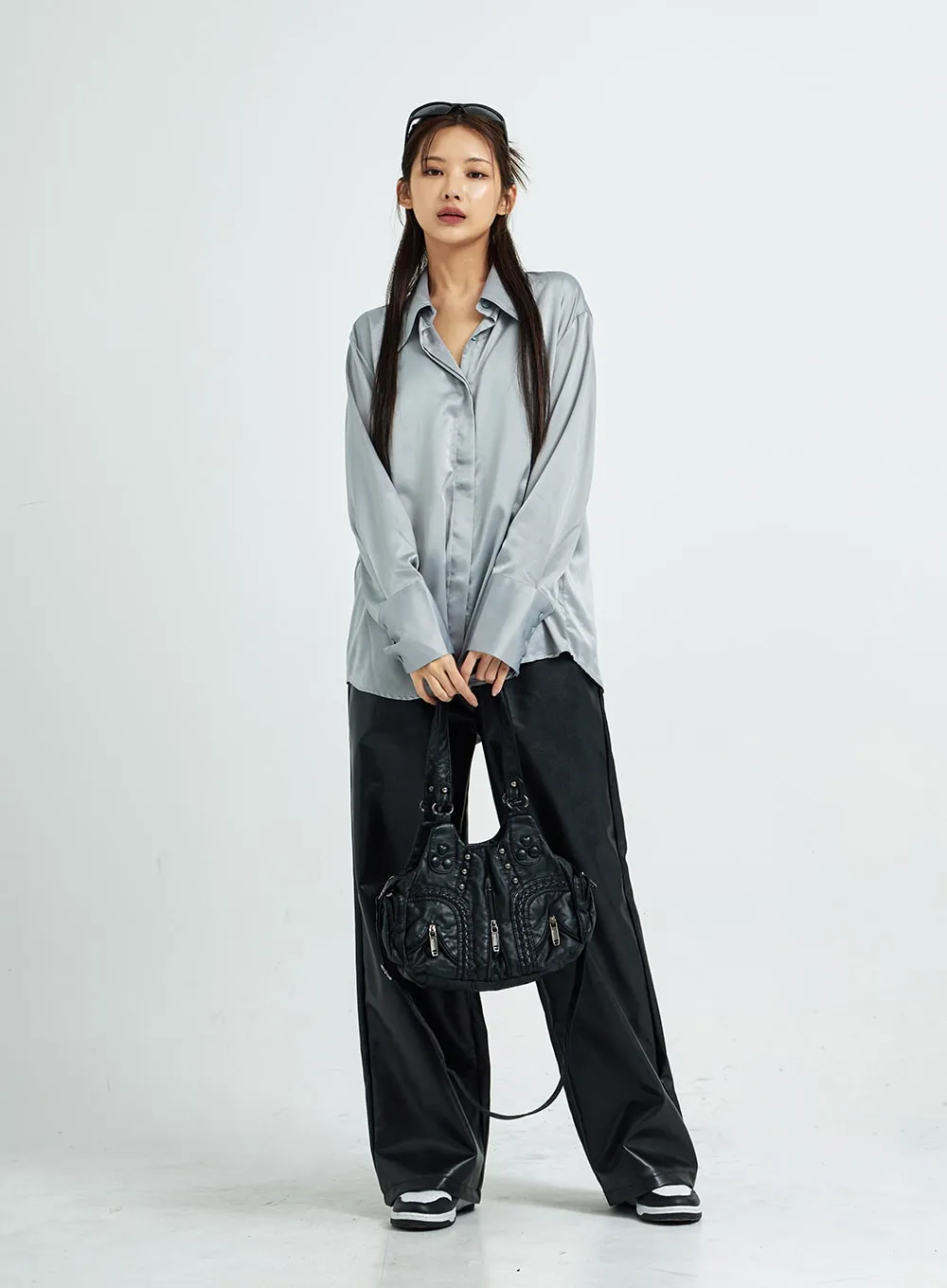 Wide Faux Leather Pants CS07