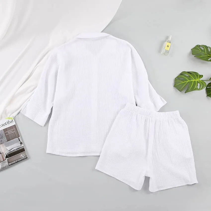 Women's cardigan shorts cotton two-piece suit