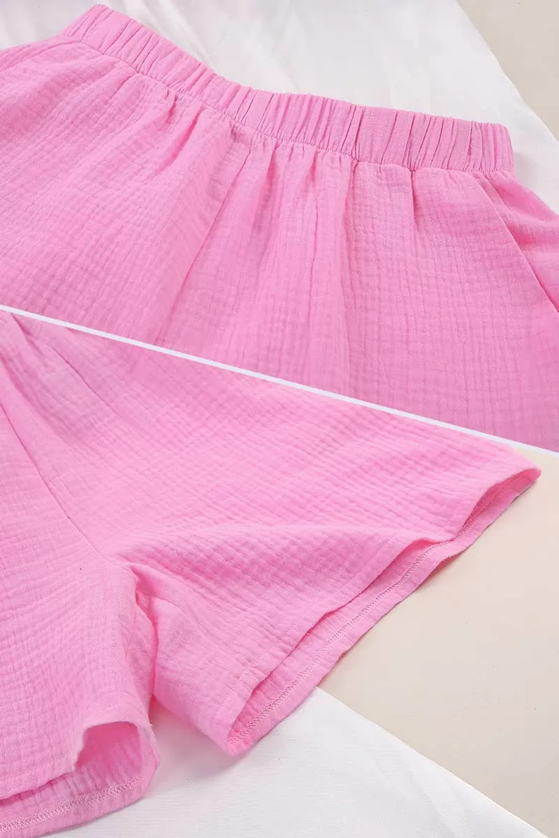Women's cardigan shorts cotton two-piece suit