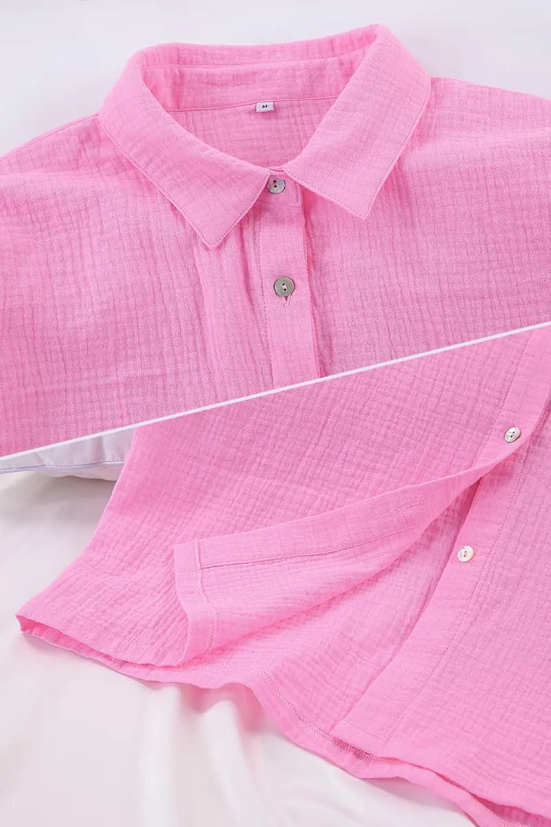 Women's cardigan shorts cotton two-piece suit