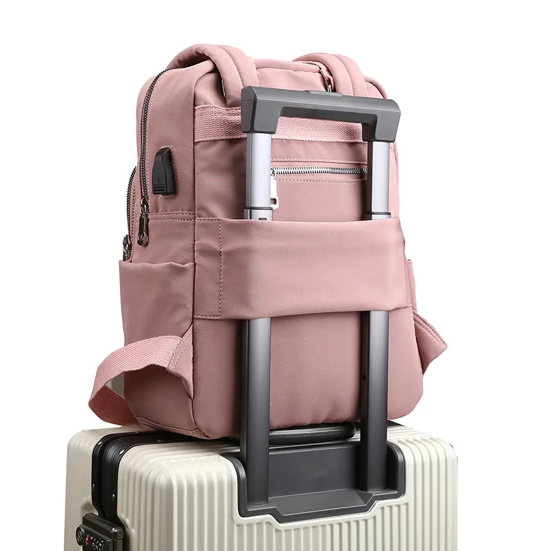 Women's Large Capacity Solid Laptop Backpack