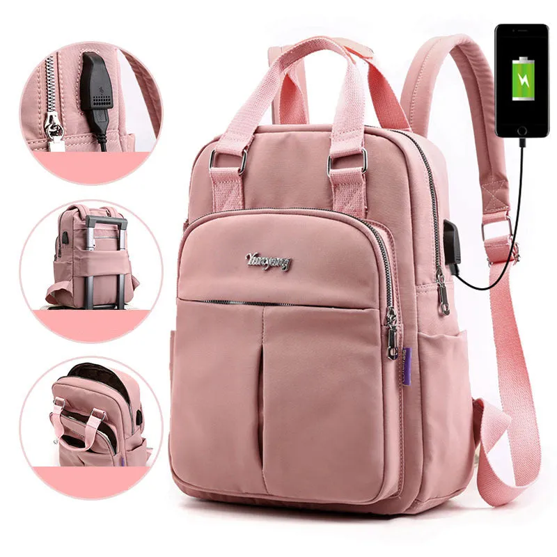 Women's Large Capacity Solid Laptop Backpack