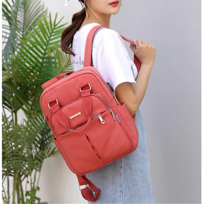 Women's Large Capacity Solid Laptop Backpack