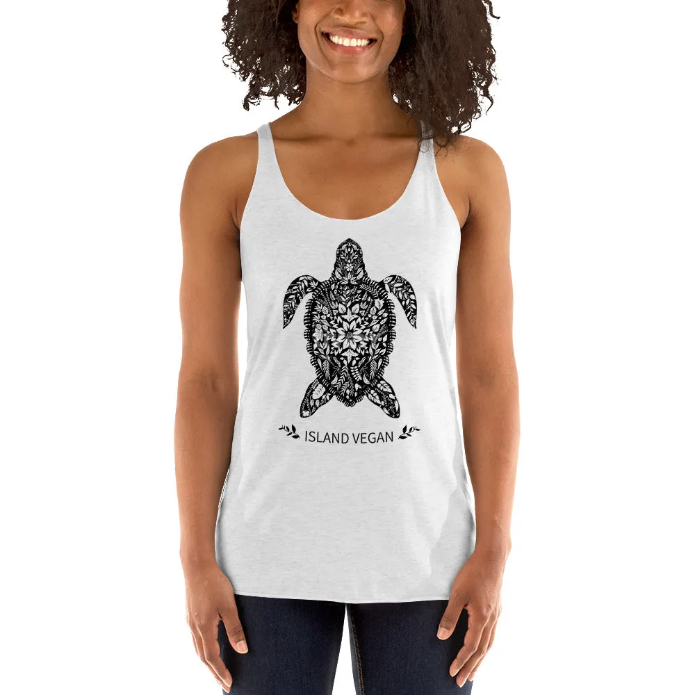 Women's Racerback Loud Vegan Turtle Island Vegan Tank Top