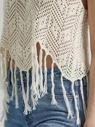 WRANGLER WOMENS CROCHET FRINGE VEST CREAM
